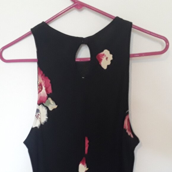 Ladies Dawn Joy,Size Small Black w/Pinks/Yellows Flowers/One button neck closure - Picture 3 of 6